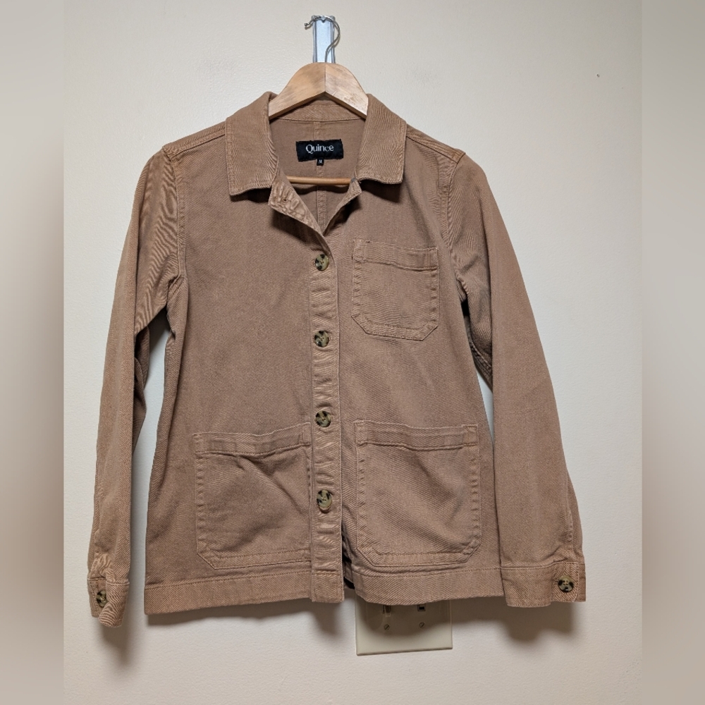 Quince Tan Utility Jacket M Cotton Stretch Chore Coat - Picture 6 of 8